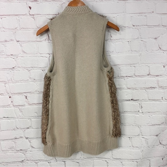 Womens faux fur vest small  Brown Angora Lined Open Front Sleeveless Sweater - Picture 6 of 9